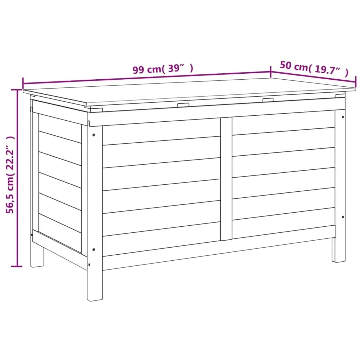 VidaXL Gartentruhe aus Tannenholz, 99x50x56,5 cm, ideal zur Aufbewahrung von Gartenutensilien.