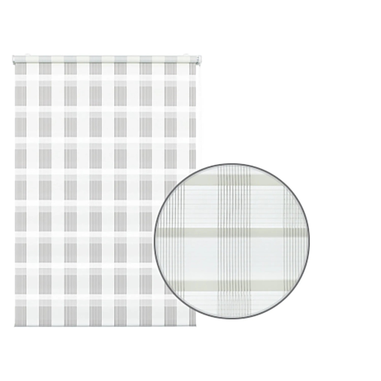 Gardinia EasyFix Doppelrollo Karo, 45x150 cm, weiß, mit transparenten und blickdichten Streifen.