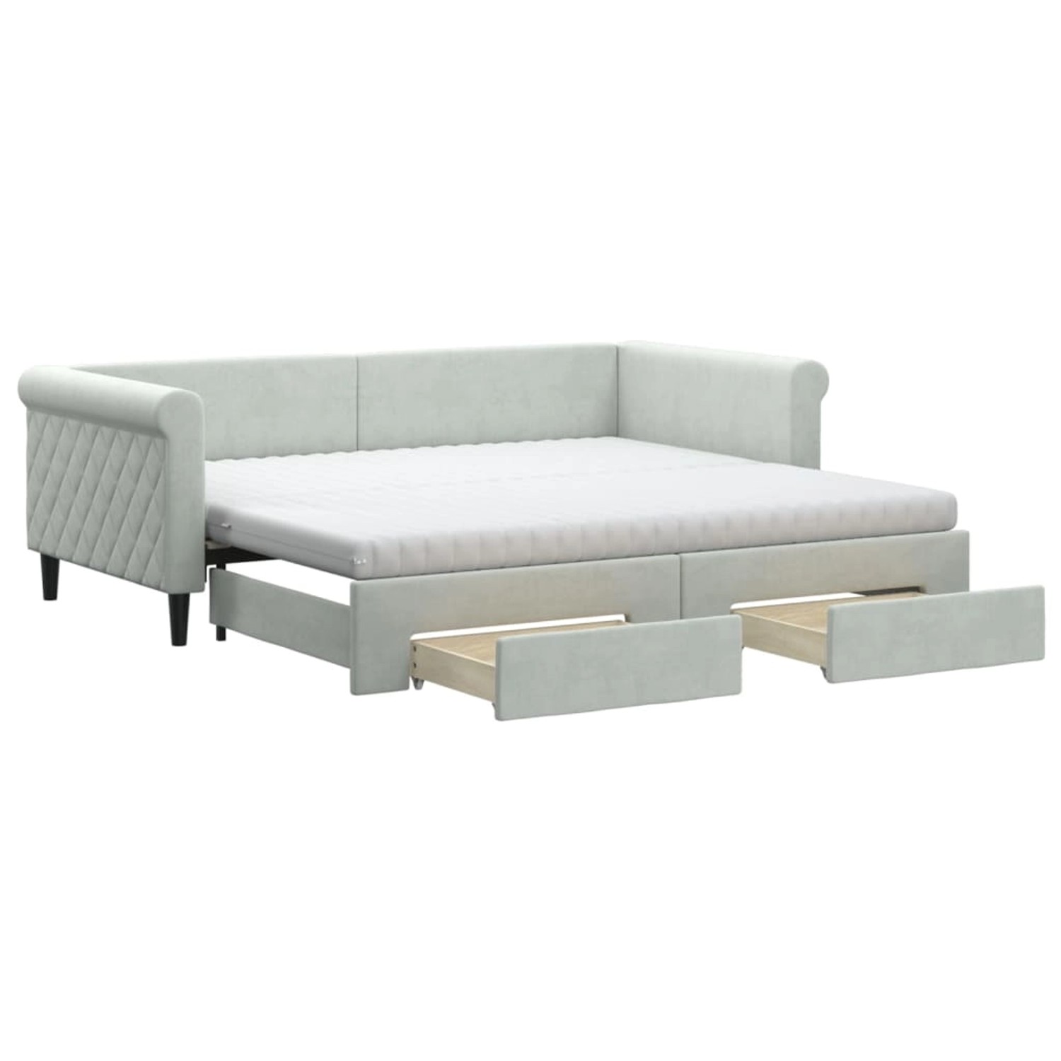 vidaXL Tagesbett Ausziehbar mit Schubladen Hellgrau 90x190 cm Samt 3197856 günstig online kaufen