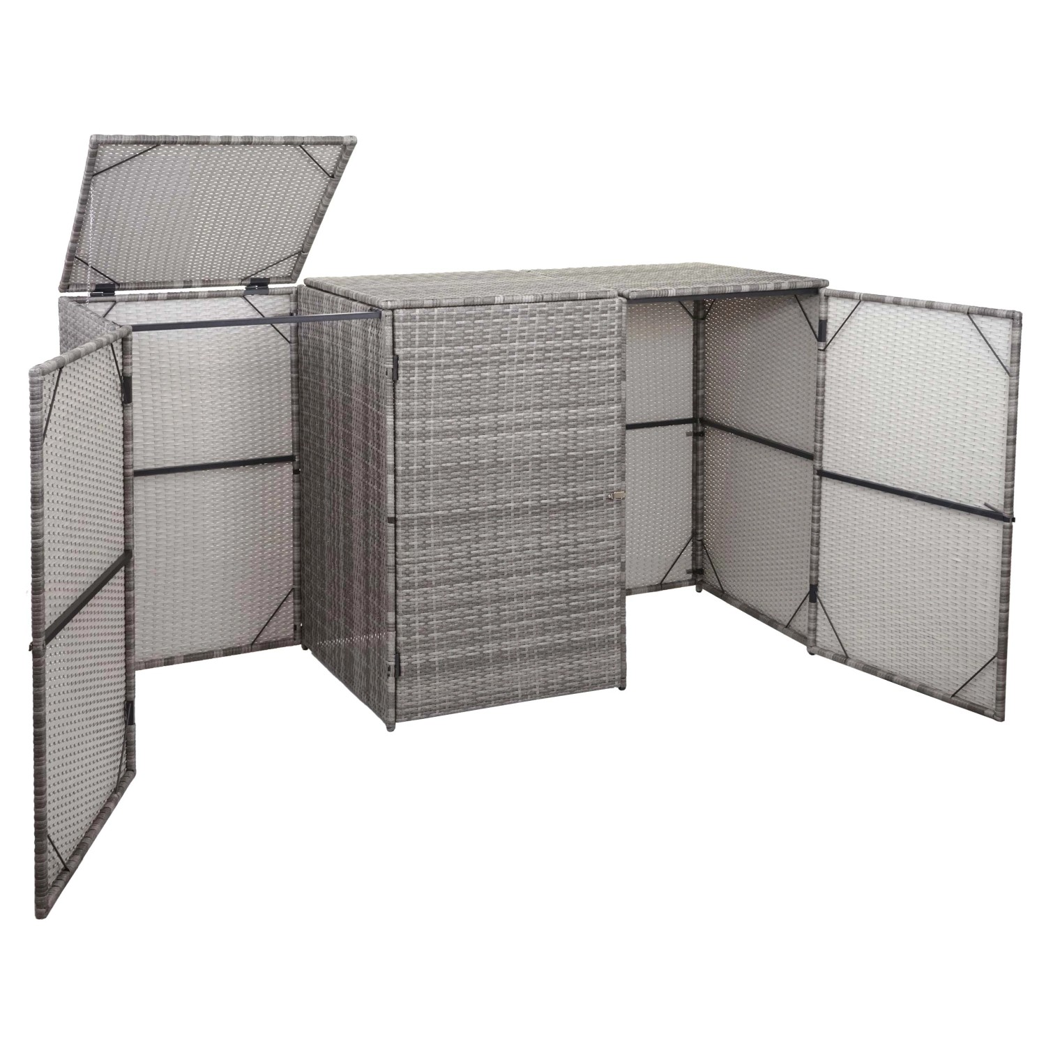 MCW 3er-Mülltonnenverkleidung E25 3x120l Grau 110x195x66cm_4