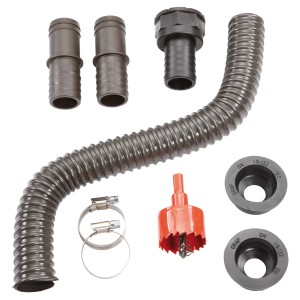 Garantia Flex-Comfort Verbindungs-Set braun für Regentonnen: Schlauch, Bohrer, Stutzen und Schellen.