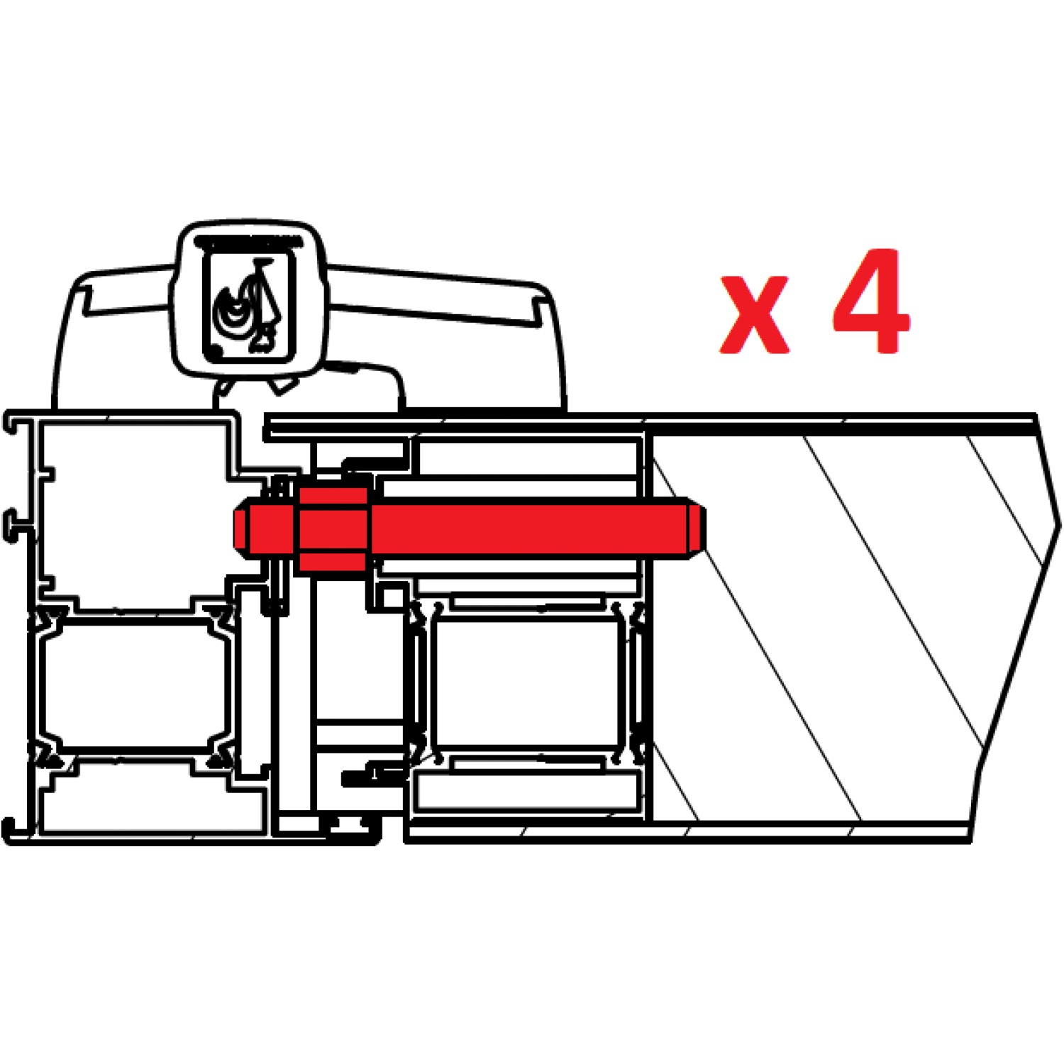 Detailaufnahme der Aluminium Sicherheitshaustür Moderno RC3, zeigt die 4 Bolzen der Mehrfachverriegelung.