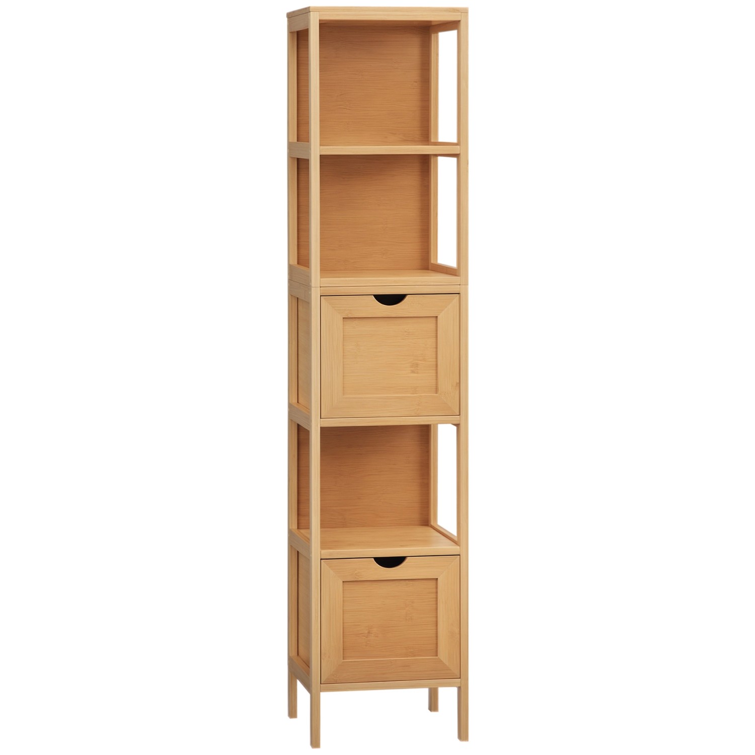 Kleankin Badezimmerschrank mit Kippschutz 2 Schubladen 30 x 30 x 140cm günstig online kaufen