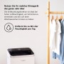 Bosch Cool 5000 Klimagerät mit Entfeuchtungsfunktion und Kleiderständer im Hintergrund.