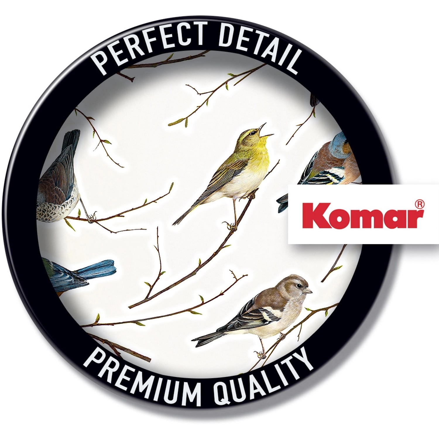 Komar Deko-Sticker Vogerl (50x70 cm): Wandtattoo mit Vogelmotiven auf Ästen, ideal für Wohnraumgestaltung.