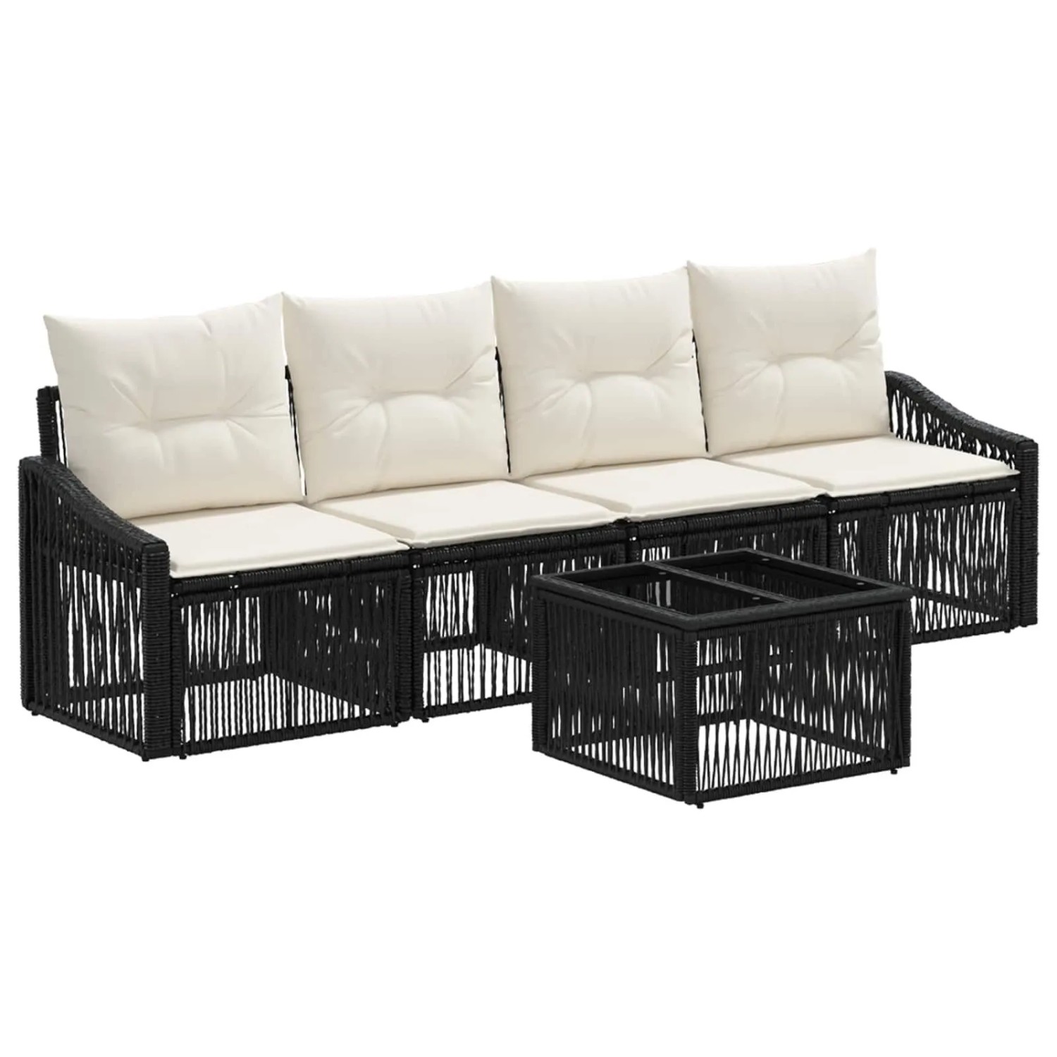 vidaXL Gartensofa-Set 5-Tlg Schwarz Poly-Rattan 3435931