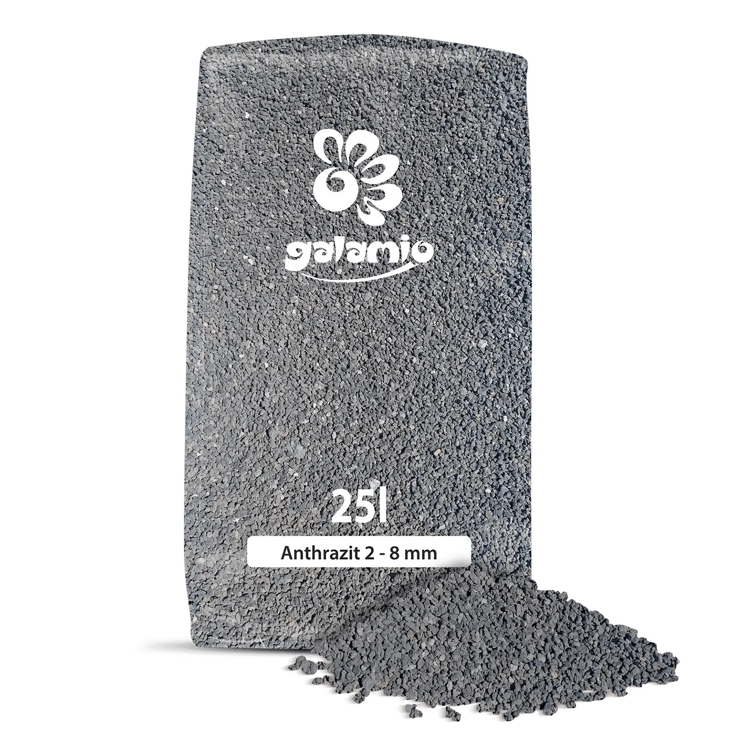 Palette Galamio Lavamulch Anthrazit, 2-8 mm, 12 Säcke à 25 kg. Dekormulch für den Garten.