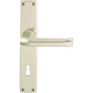 Hoppe Langschild-Garnitur London, Alu Neusilber, für Türstärken 37-47mm, Buntbart-Lochung