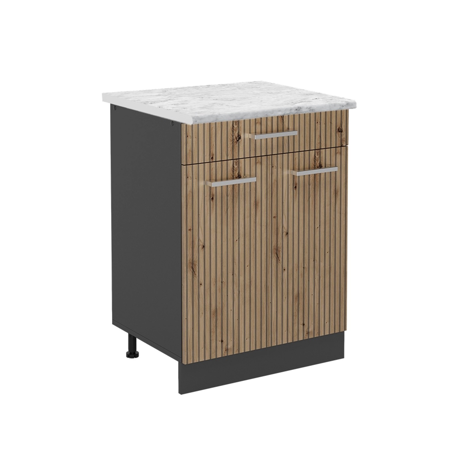 Vicco Küchenunterschrank R-Line Artisan-Eiche/Anthrazit 80 cm AP Marmor