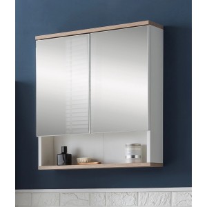Badmobil Spiegelschrank CHI, weiß, mit zwei Spiegeltüren und Ablage.