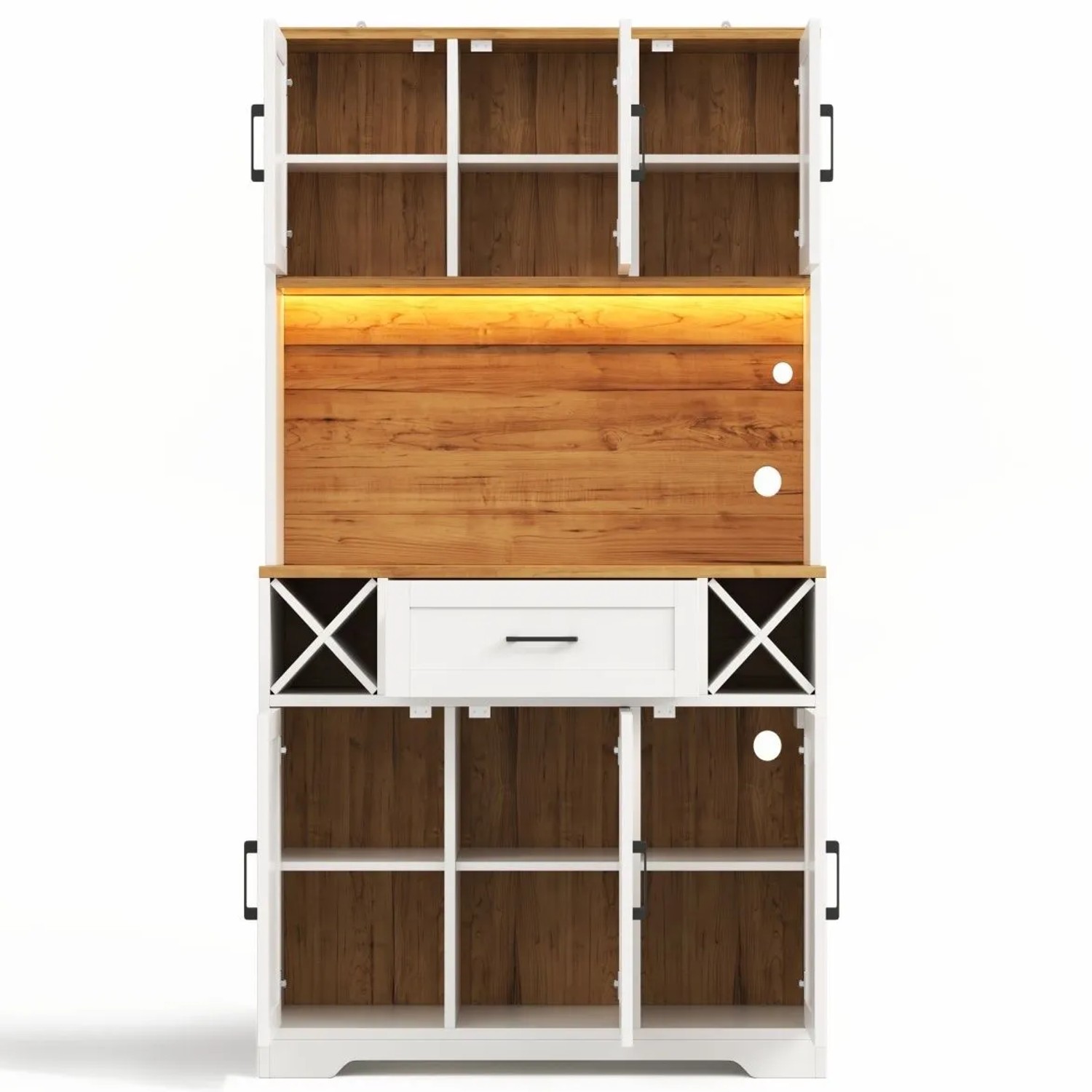 Merax Küchenschrank 180x105x40 cm LED Weinregale Weinschrank Vitrine