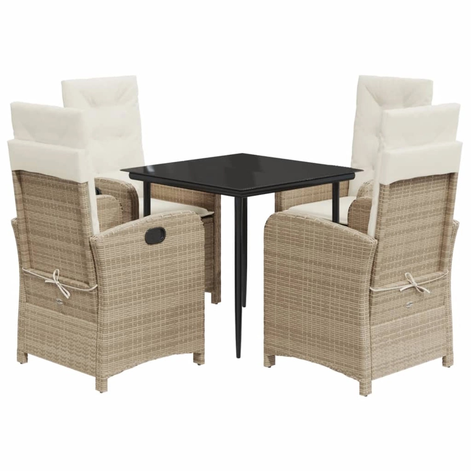 vidaXL 5-Tlg Garten-Essgruppe mit Kissen Beige Poly Rattan 3212371 günstig online kaufen