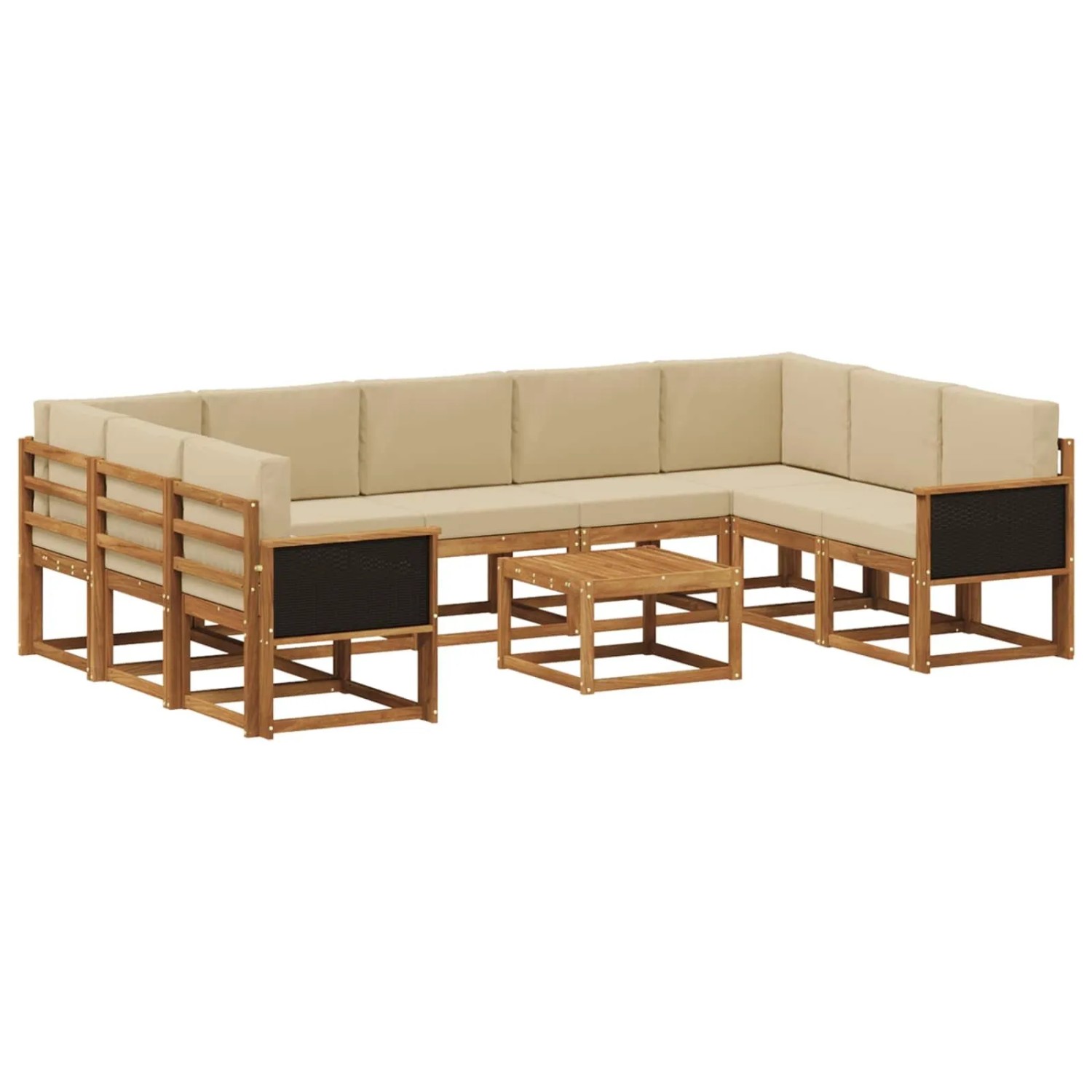 vidaXL Outdoor-Sofagarnitur 10 Stk Natur und Beige Massivholz Akazie 3385544