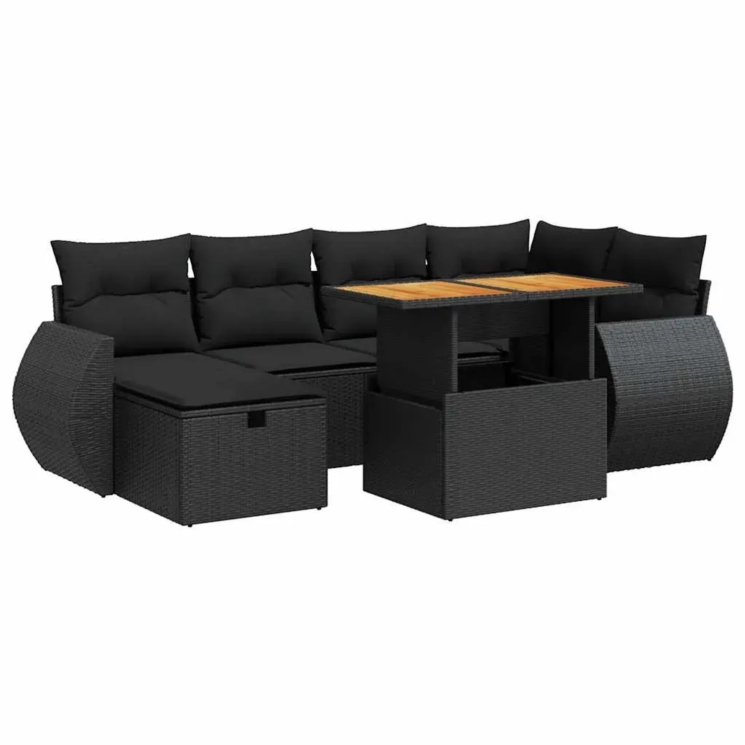vidaXL 8-Tlg Garten-Sofagarnitur mit Kissen Schwarz Poly Rattan 3328056
