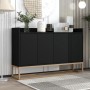 Schwarzer PXloue Buffetschrank/Sideboard mit 4 Türen und goldenem Gestell für Wohn- und Esszimmer.