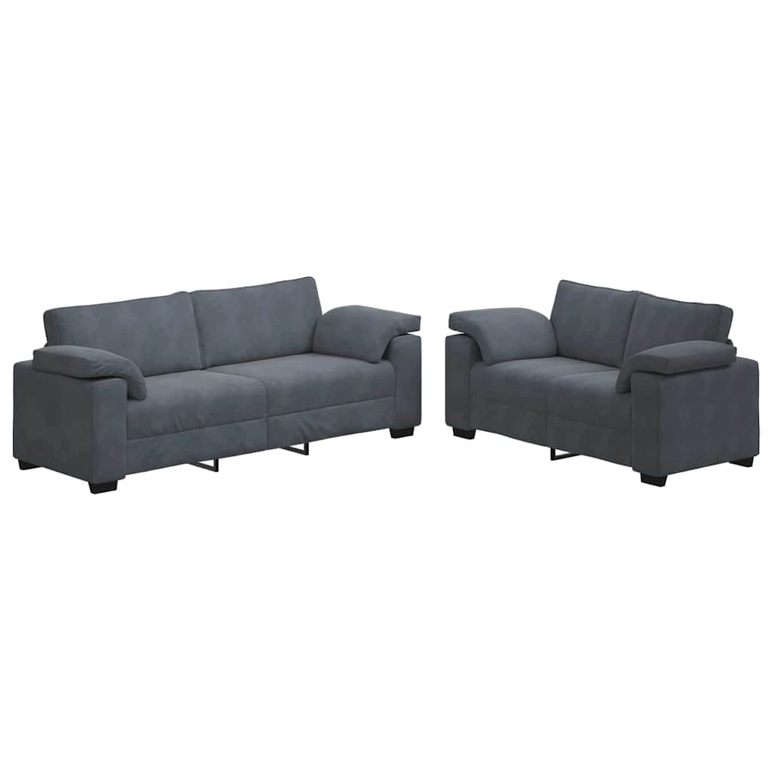 vidaXL 2-Teiliges Sofa-Set mit Kissen Dunkelgrau Samt 3324750 günstig online kaufen