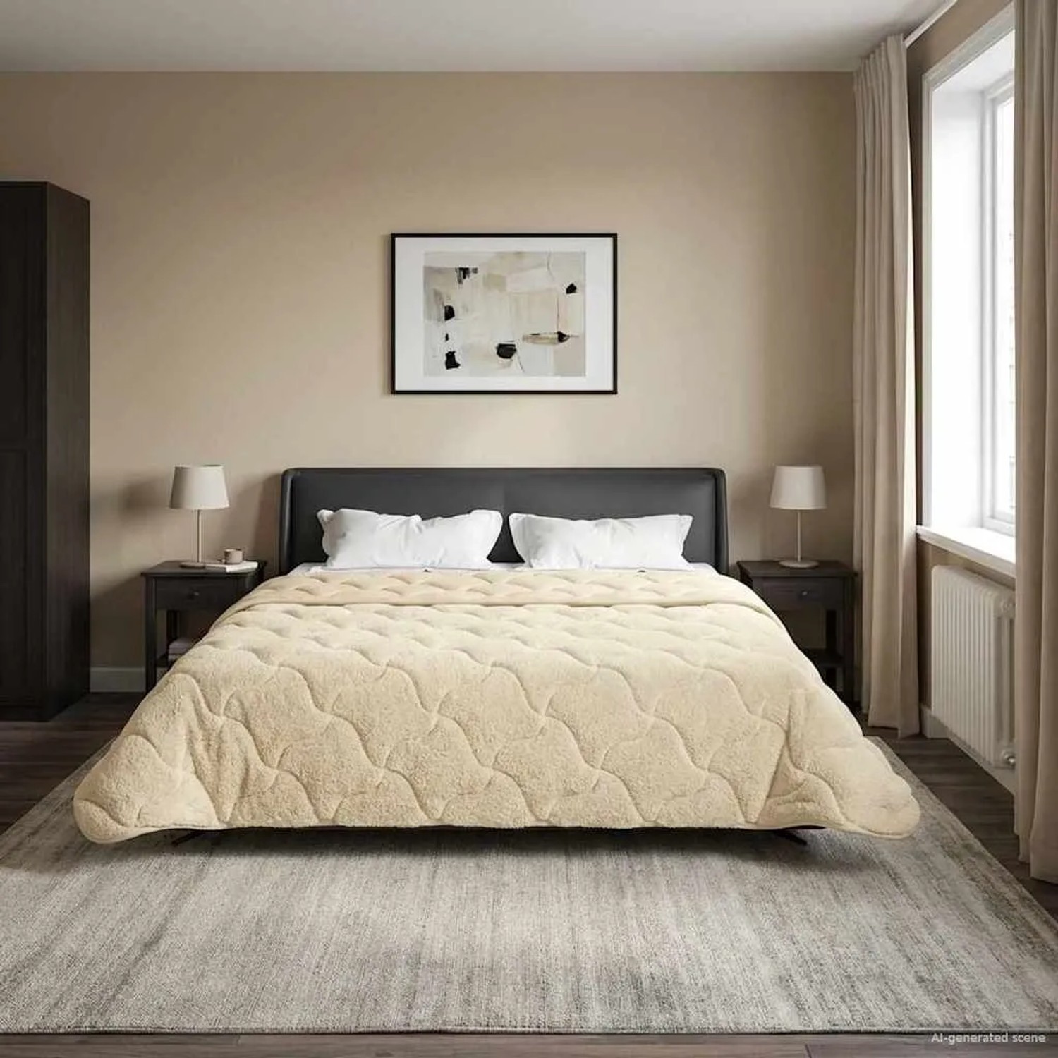 vidaXL Winterbettdecke Creme 200 x 200 cm Mikrofaser und Teddy-Fleece 42026364_2