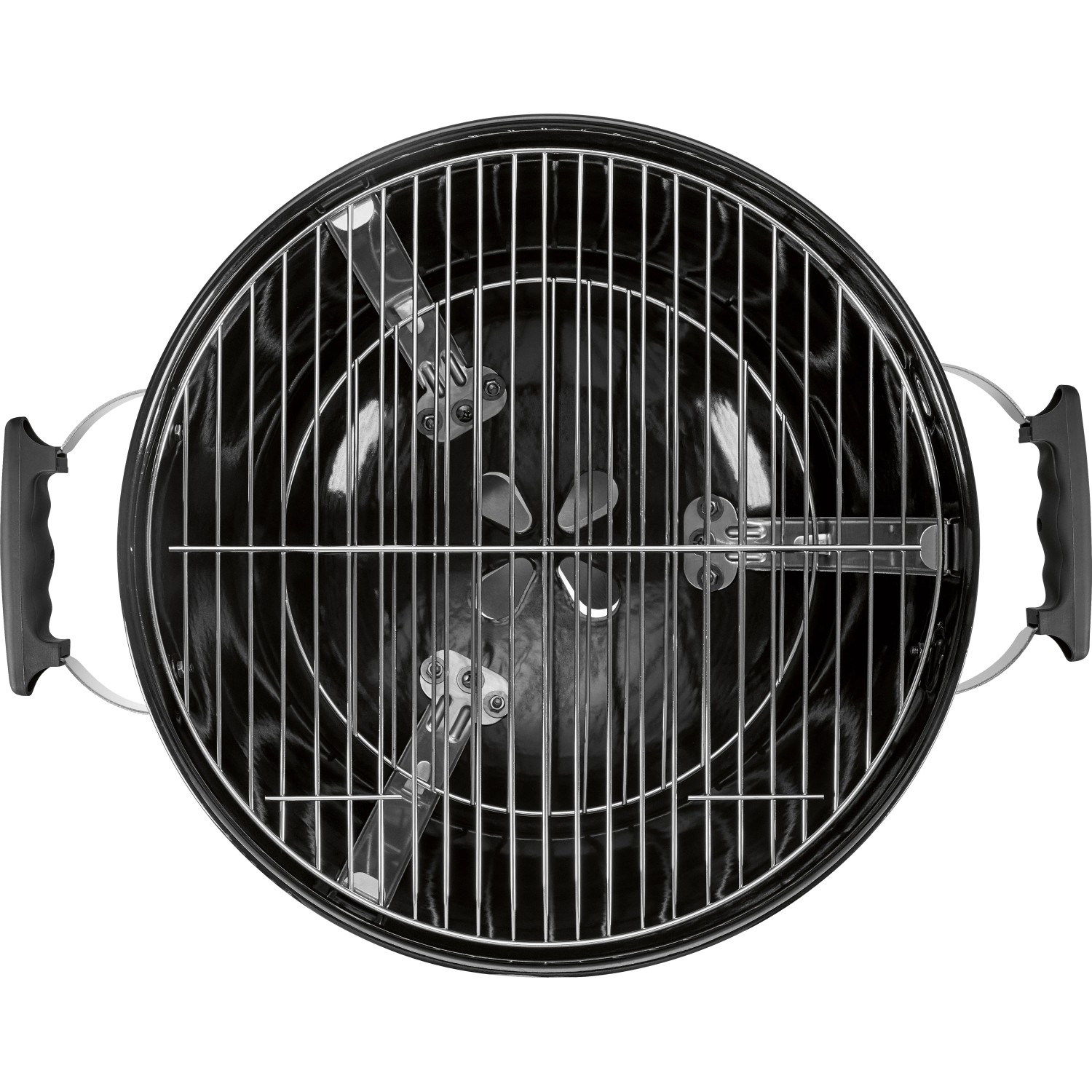 Jamestown Kugelgrill Brock Ø 47 cm, Ansicht von oben mit Grillrost und Lüftung.