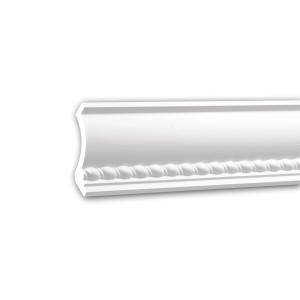 Weiße PROFHOME Eckleiste (200cm) für indirekte Beleuchtung, Zierleiste im Neo-Empire Stil.