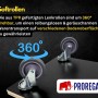 Detailaufnahme: 360° drehbare Lenkrollen aus Gummi für PROREGAL Transportroller. Leiser Transport.