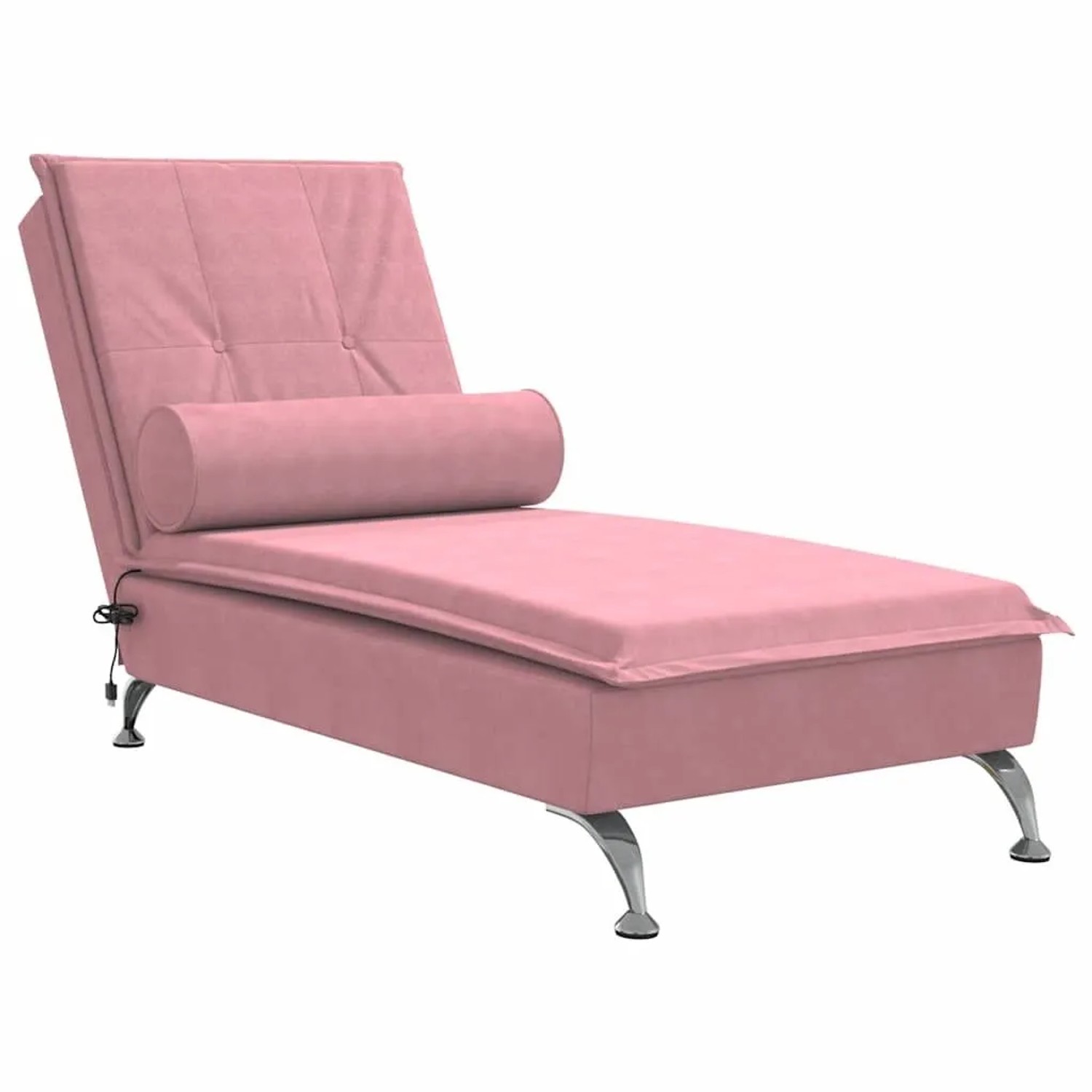 vidaXL Massage-Chaiselongue mit Nackenrolle Rosa Samt 379453