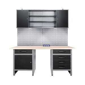 Ondis24 Werkstatt Set Entdecker mit Werkbank, Schrank, Lochwand und LED-Leuchten.