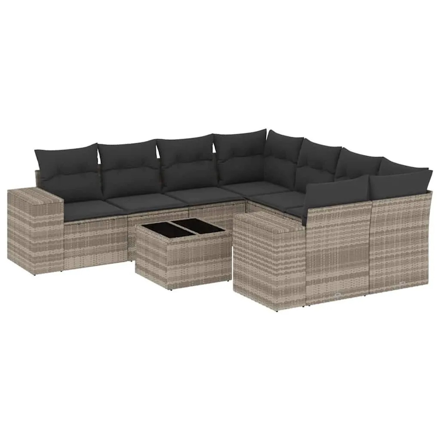 vidaXL 9-Tlg Garten-Sofagarnitur mit Kissen Hellgrau Poly Rattan 3222361 günstig online kaufen