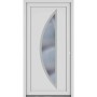 Weiße Roro Kunststoff Haustür OKE 1104 mit Ornamentglas-Einsatz, 100x210 cm.