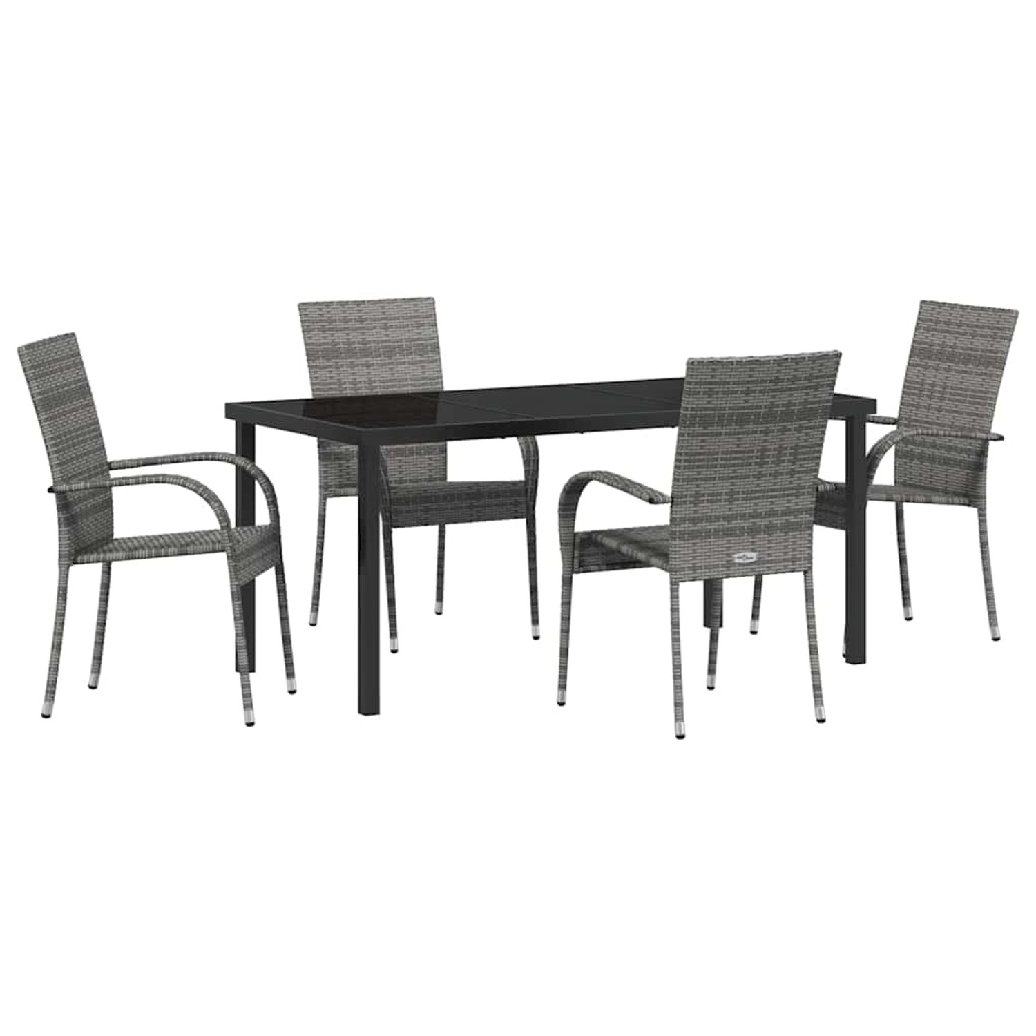vidaXL Garten Essgruppe 5-Tlg Grau Poly Rattan 3379411 günstig online kaufen