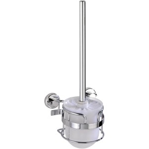 Wenko WC-Garnitur Sion mit Power-Loc Befestigungssystem, Chrom und Weiß.