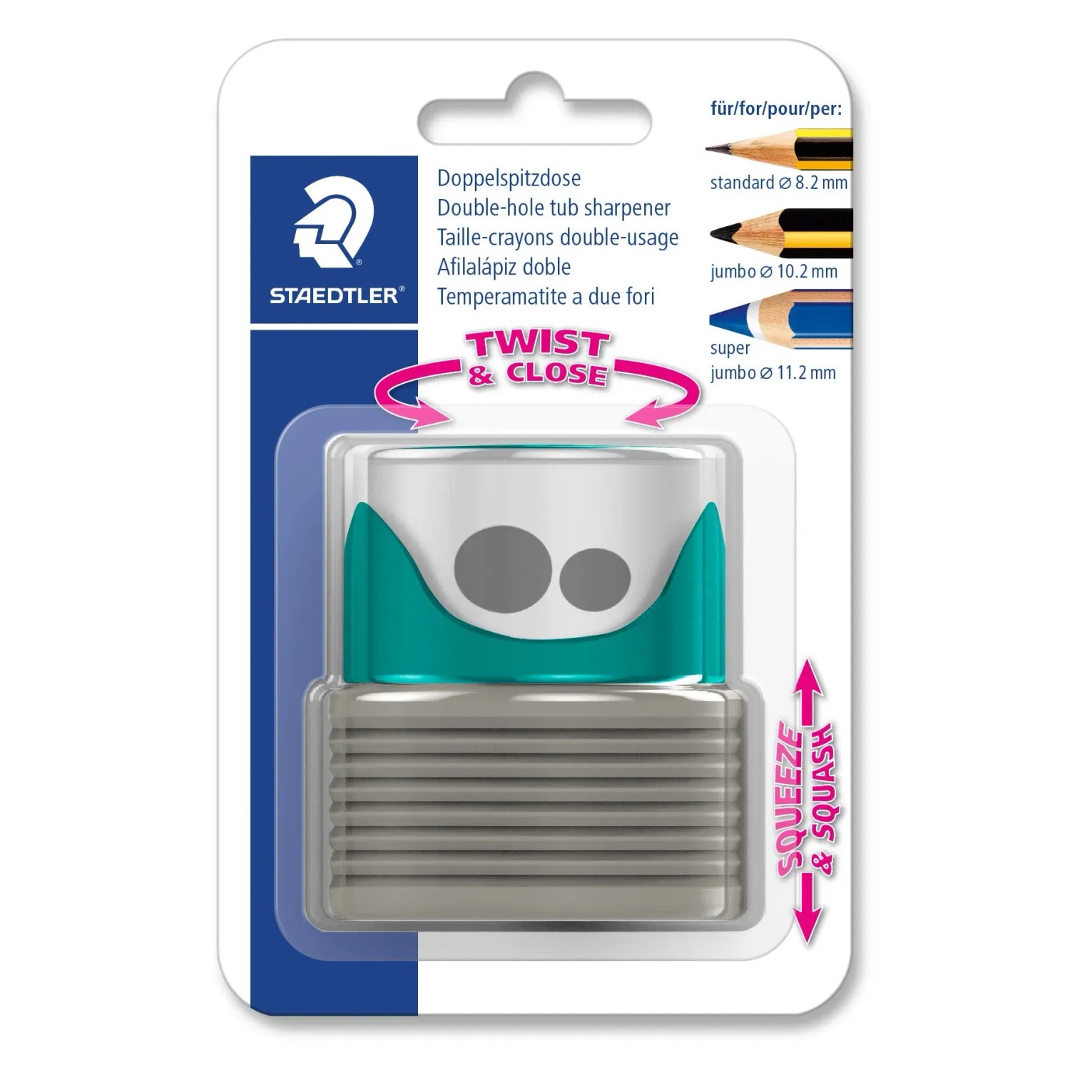 Staedtler Doppelspitzdose 513 grau für Stifte und Jumbo-Stifte, Kreativwerkzeug.
