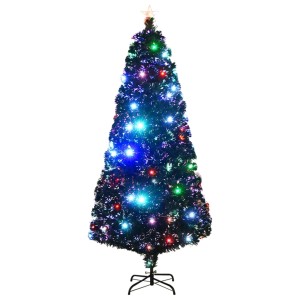 vidaXL Weihnachtsbaum mit Beleuchtung und Ständer 180 cm Glasfaser 284302
