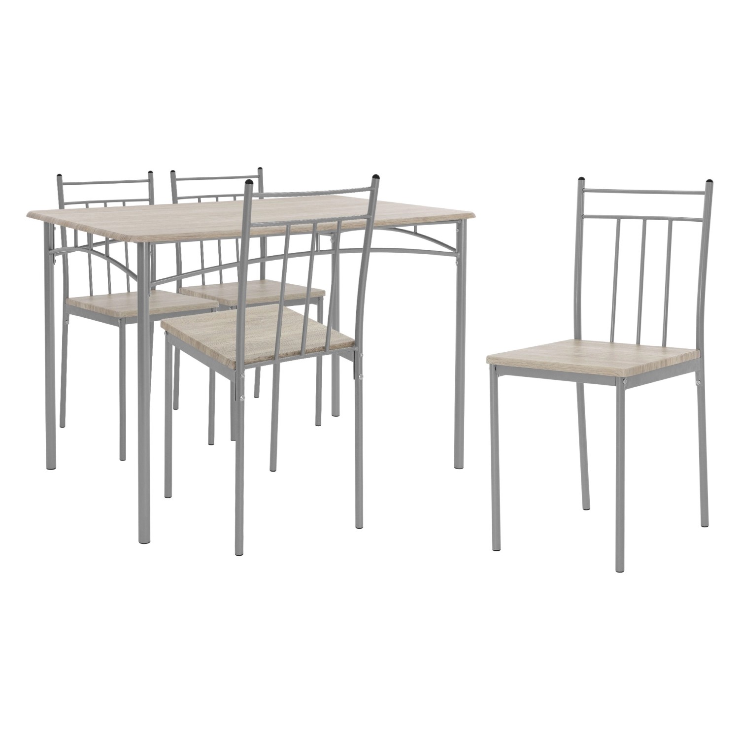 ML-Design Essgruppe Set 5-Tlg Esstisch mit 4 Stühlen Eiche Hellg für 4 Pers günstig online kaufen