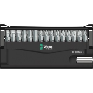 Wera Bitset Check Metall, 30-teilig. Bit-Sortiment im schwarzen, aufklappbaren Halter.