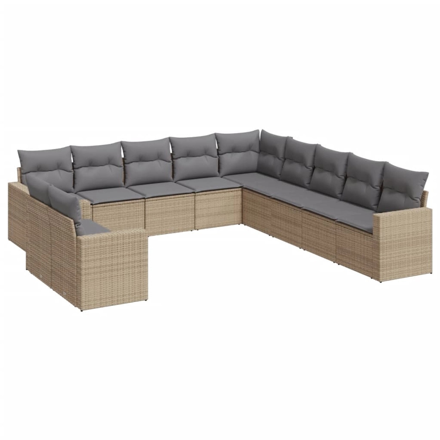 vidaXL 11-tlg Garten-Sofagarnitur mit Kissen Beige Poly Rattan Modell 40 günstig online kaufen