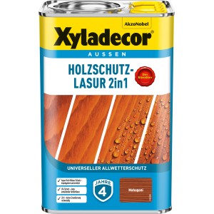 Dose Xyladecor Holzschutz-Lasur 2in1 Mahagoni, matte Holzlasur für Aussen.