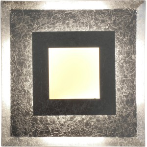 Quadratische LED-Wandleuchte Window in Silber, 39x39 cm, mit indirekter Beleuchtung.