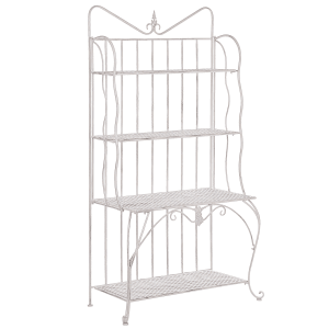 Beiges Beliani Badezimmerregal PAVONA (50x94x170 cm) aus Eisen im Shabby Chic Look.