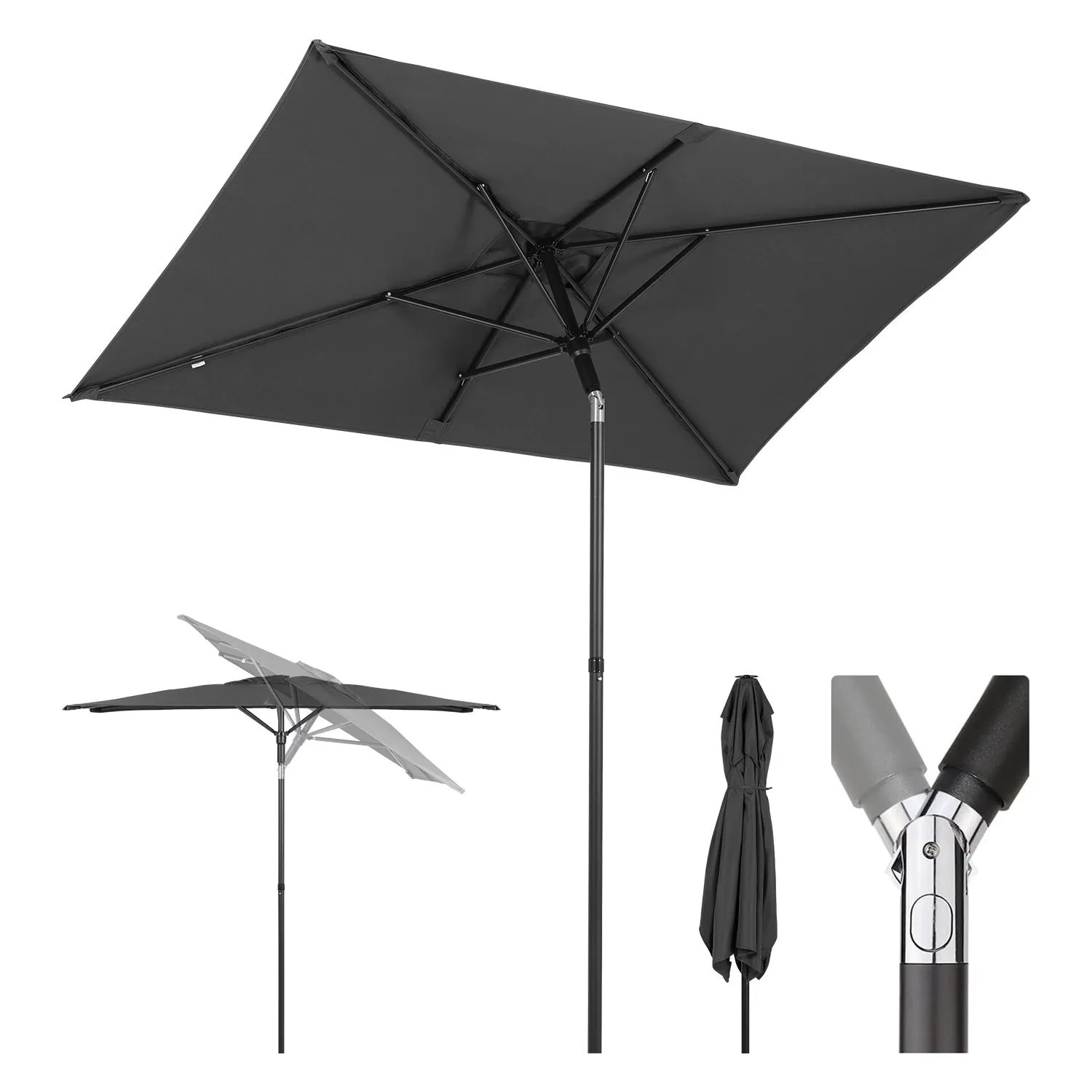 Sekey Balkonschirm 200 x 125 cm Sonnenschirm für Balkon Garten UV Schutz 50+