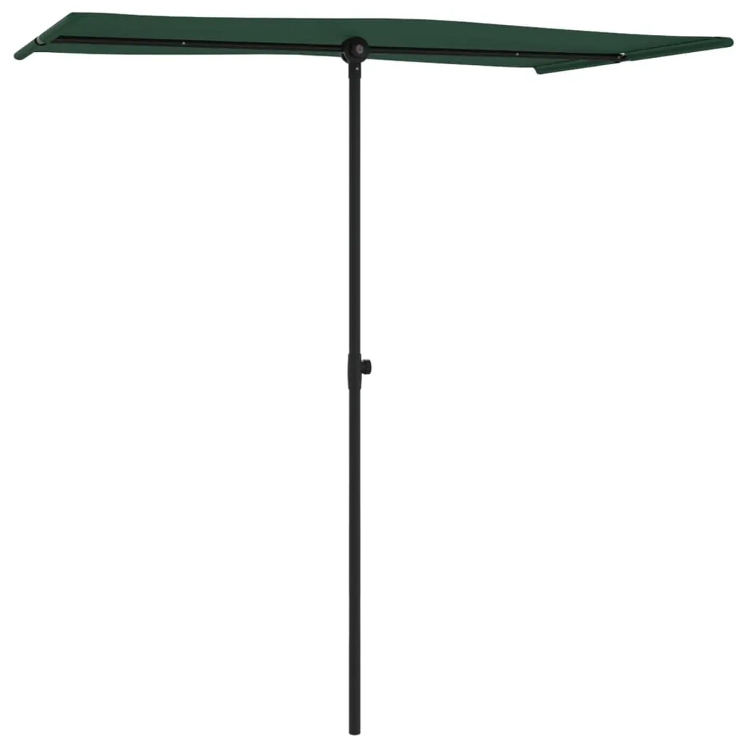 Grüner furnicato Balkonschirm mit Aluminium-Mast, 180x110 cm, für Schatten auf dem Balkon.