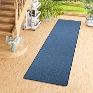 Dunkelblauer Snapstyle Feinschlingen Velour Teppichläufer Strong, 80x160cm.