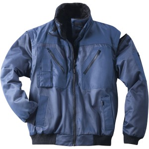 Blauer Scheibler Pilotenblouson Nevada, 4 in 1 Arbeitsjacke mit abnehmbaren Ärmeln und vielen Taschen.