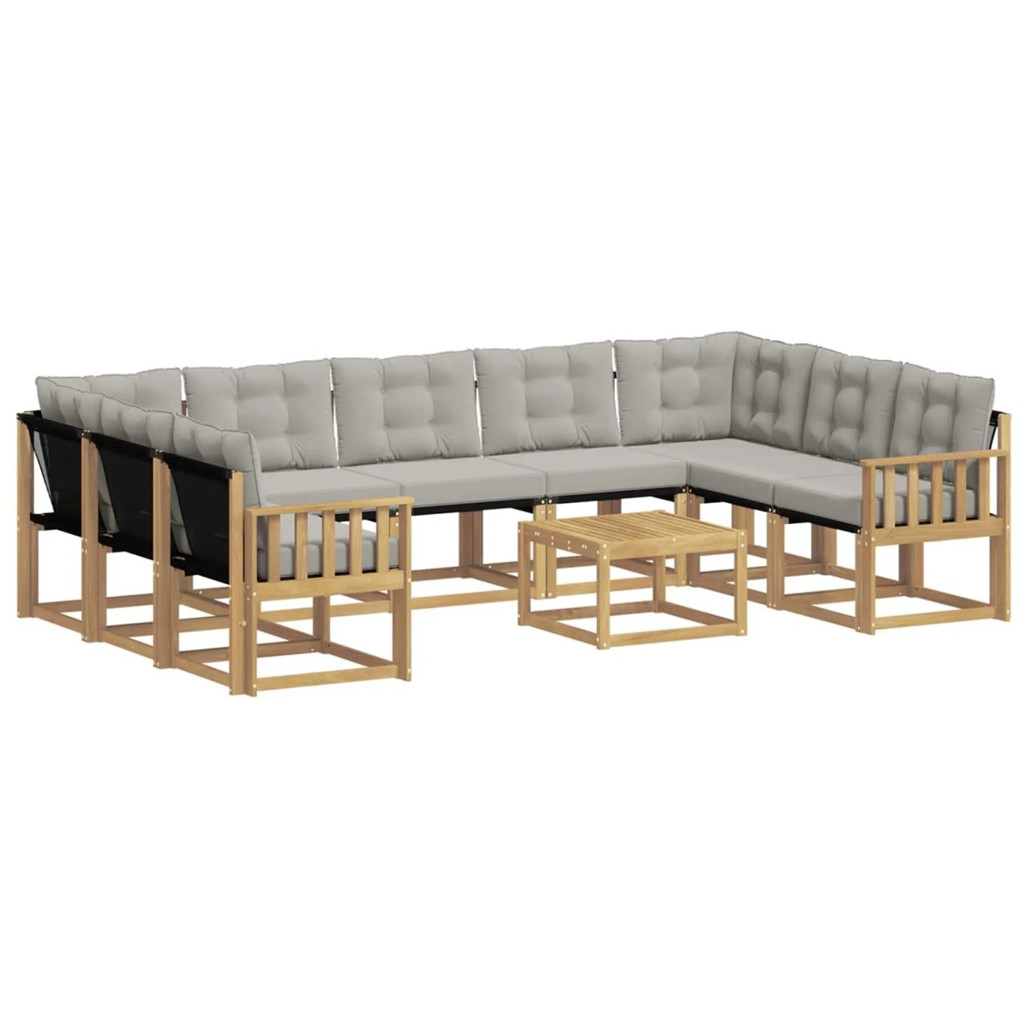 vidaXL Outdoor-Sofagarnitur mit Kissen 10 Stk Weiß und Hellgrau 3389881