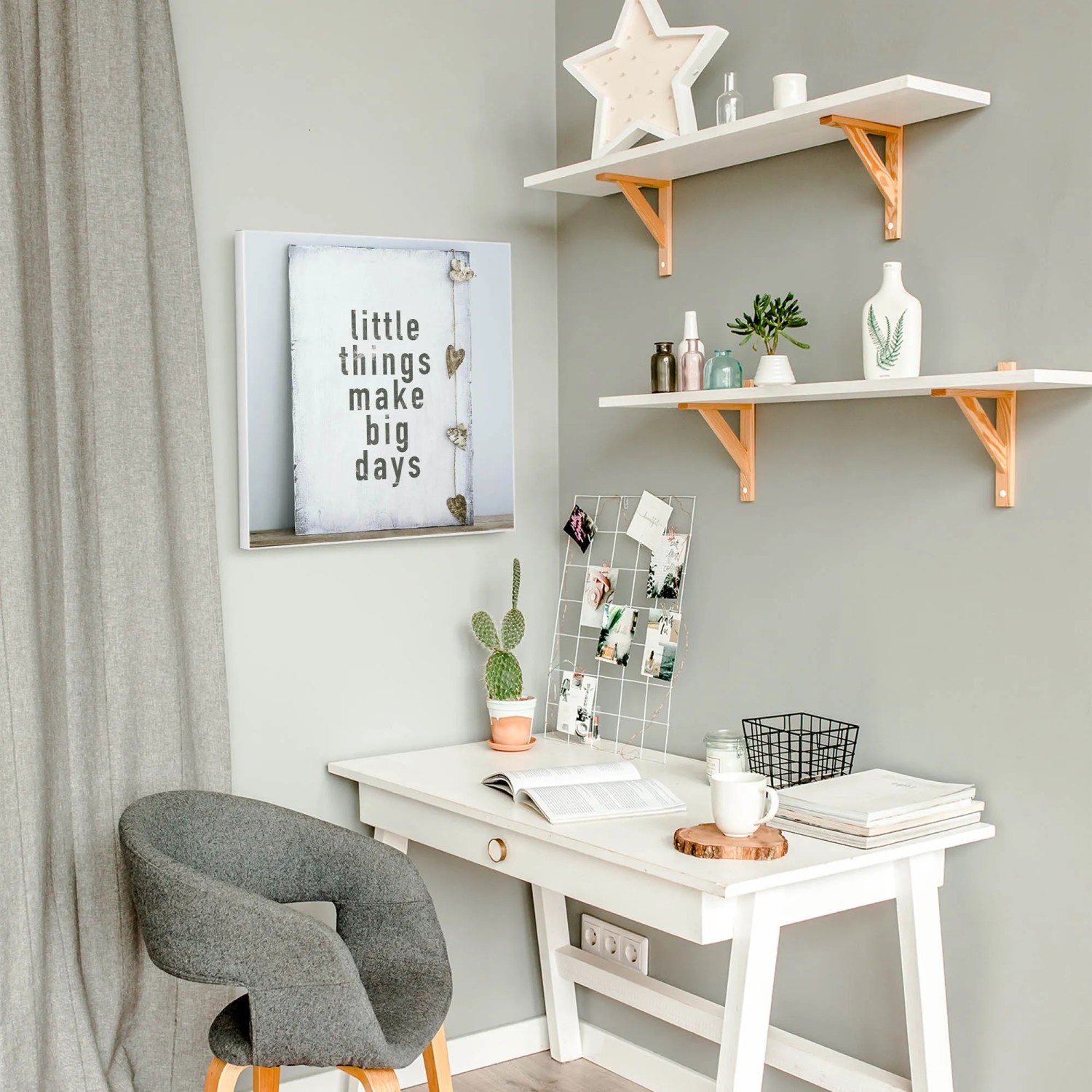 Banjado Magnettafel 50x50 cm mit Motiv Little Things, inklusive 4 Magnete. Wanddekoration.