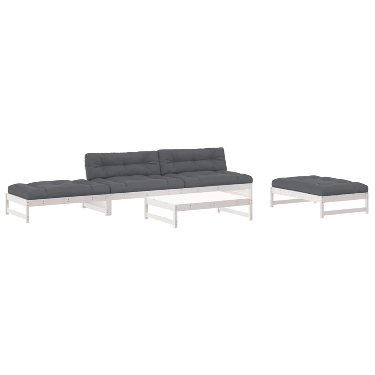 vidaXL 5-tlg Garten-Lounge-Set mit Kissen Weiß Massivholz Modell 7 günstig online kaufen