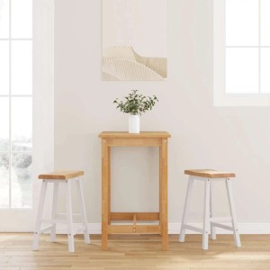 vidaXL Barhocker 2 Stk Weiß Massivholz Gummibaum 4102545