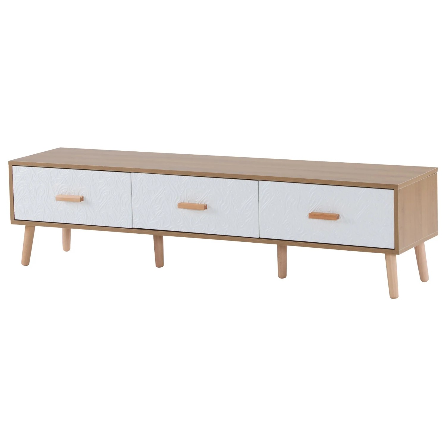 okwish Schrank mit Vintage Design Türen Stauraum Wohnzimmer Schlafzimmer 150x35x39cm Weiß