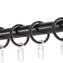 Schwarze Mydeco Gardinenstange (Ø 2 cm, 100 cm) mit Endstück Ball und Ringen.