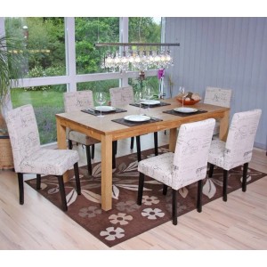 CHEFGASTRO Esszimmerstuhl Klassisch & Zeitlos 90x43x56cm Sitzhöhe 45cm Stoff/Textil Dunkle Beine Schriftzug Creme