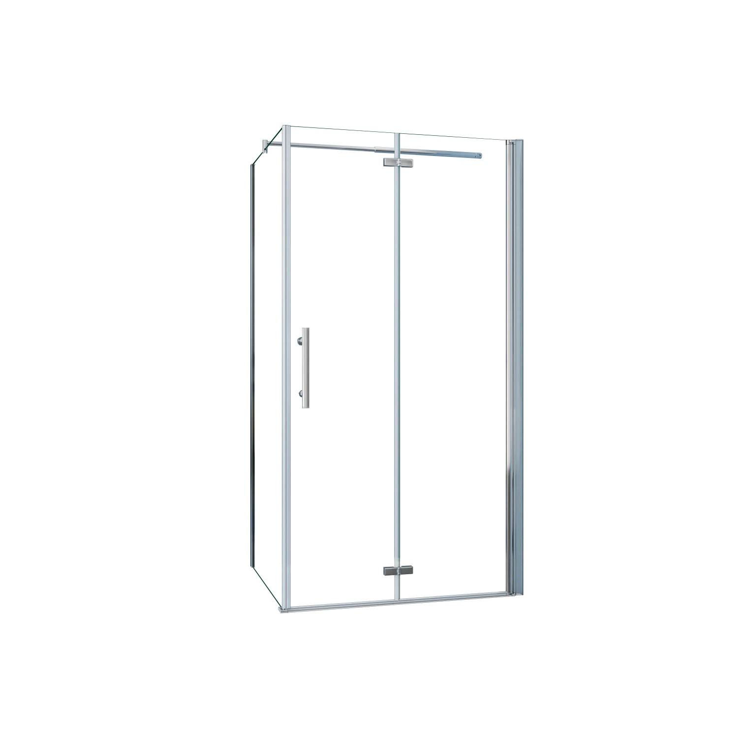 AICA Duschkabine B.110xH.195cm mit B.80xH.195cm Seitenwand 6mm Klares ESG Duschwand Duschabteilung Falttür Scharniertür
